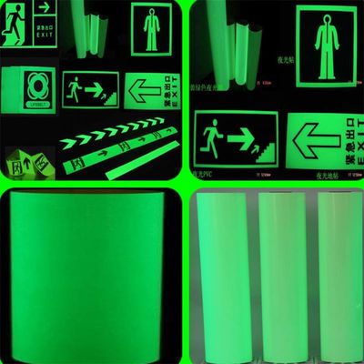 Digital Printable Self Adhesive Vinyl Glow in The Dark PhotoLuminescent Paper Film 2-12 hours for Fire Extinguisher sign